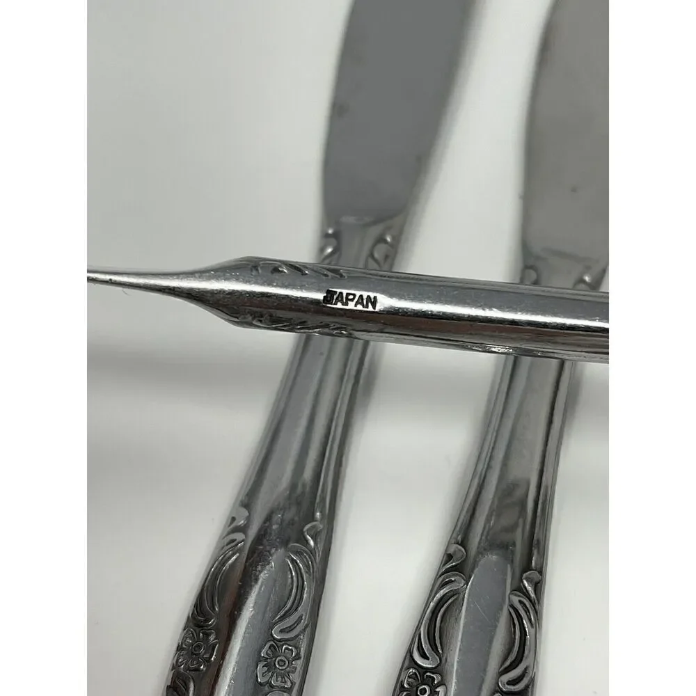 United Silver Acadia Stainless Dinner Place Knife Japan 8 3/8” Set Of 5
